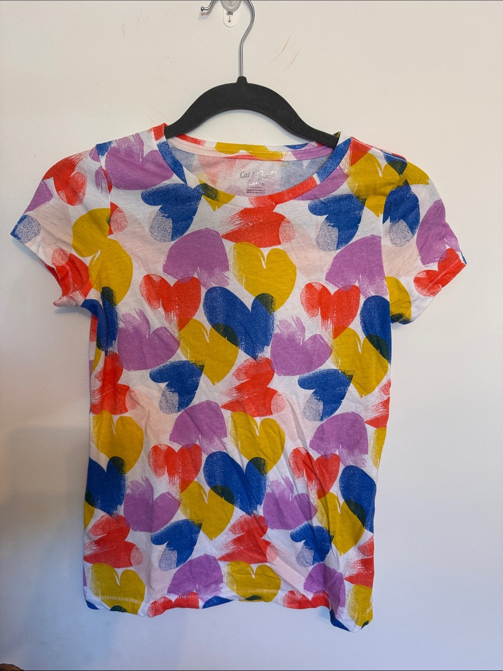 Cat & Jack Short Sleeve Heart Print Tee - Pink Yellow Blue Purple